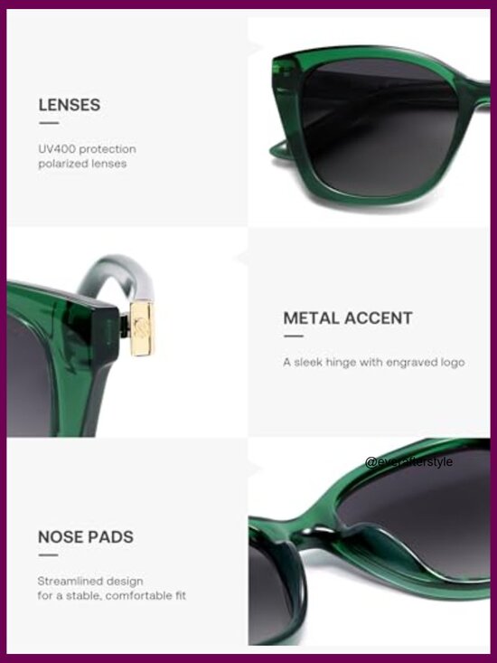 Vintage Oversized Cateye Sunglasses UV400 Protection Polarized Plastic main image 6